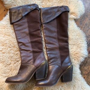 Leather Lucky Brand Knee High Boots in Brown